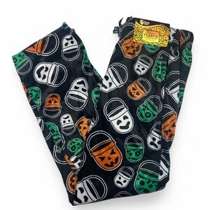 Men's XL TRICK or TREAT Lounge Pants Pumpkin Buckets Soft Cozy Fleece w/Pockets